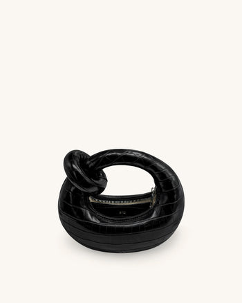 Abacus Mini Handtasche mit Henkel - Schwarz Kroko