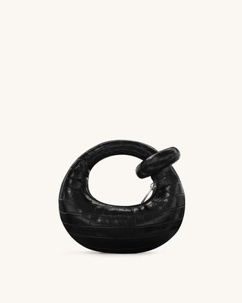 Abacus Mini Handtasche mit Henkel - Schwarz Kroko