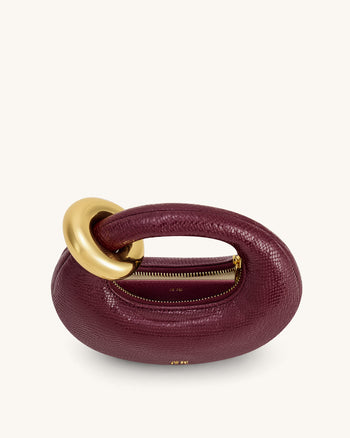 Abacus Mini Handtasche mit Henkel - Kunst-Schlangenlederoptik - Burgund