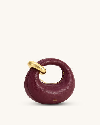 Abacus Mini Handtasche mit Henkel - Kunst-Schlangenlederoptik - Burgund