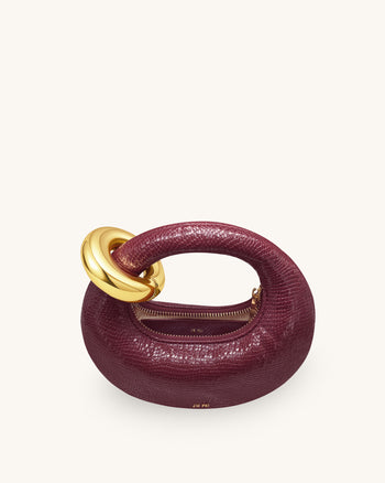Abacus Mini Handtasche mit Henkel - Kunst-Schlangenlederoptik - Burgund
