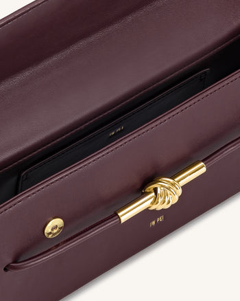 Lena Metall-Seilknoten Henkeltasche - Tiefes Bordeaux