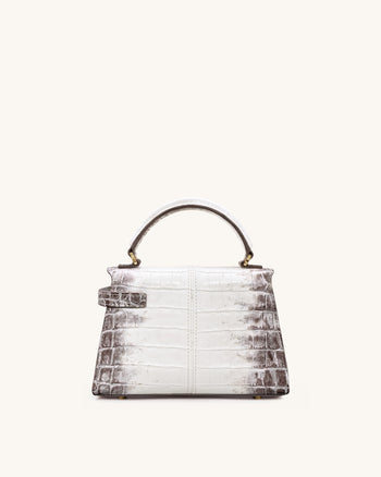 Elise Henkeltasche mit Krokoprägung - Weiß