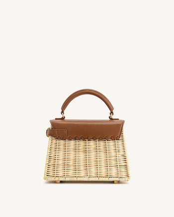 Elise Handtasche aus natürlichem Rattan-Gewebe – Braunes Rattan