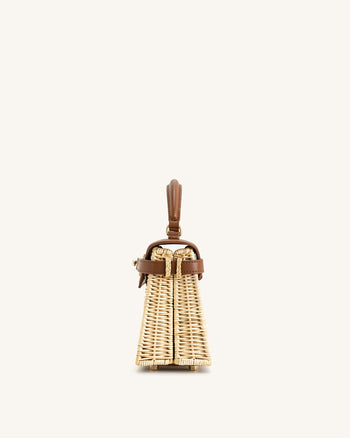 Elise Handtasche aus natürlichem Rattan-Gewebe – Braunes Rattan