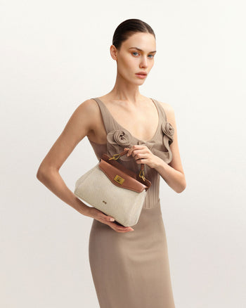 Lucia Klassische Handtasche - Braunes Canvas