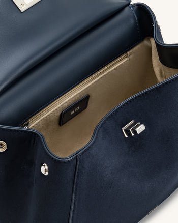 Lucia Klassische Handtasche aus Kunstwildleder – Marineblau