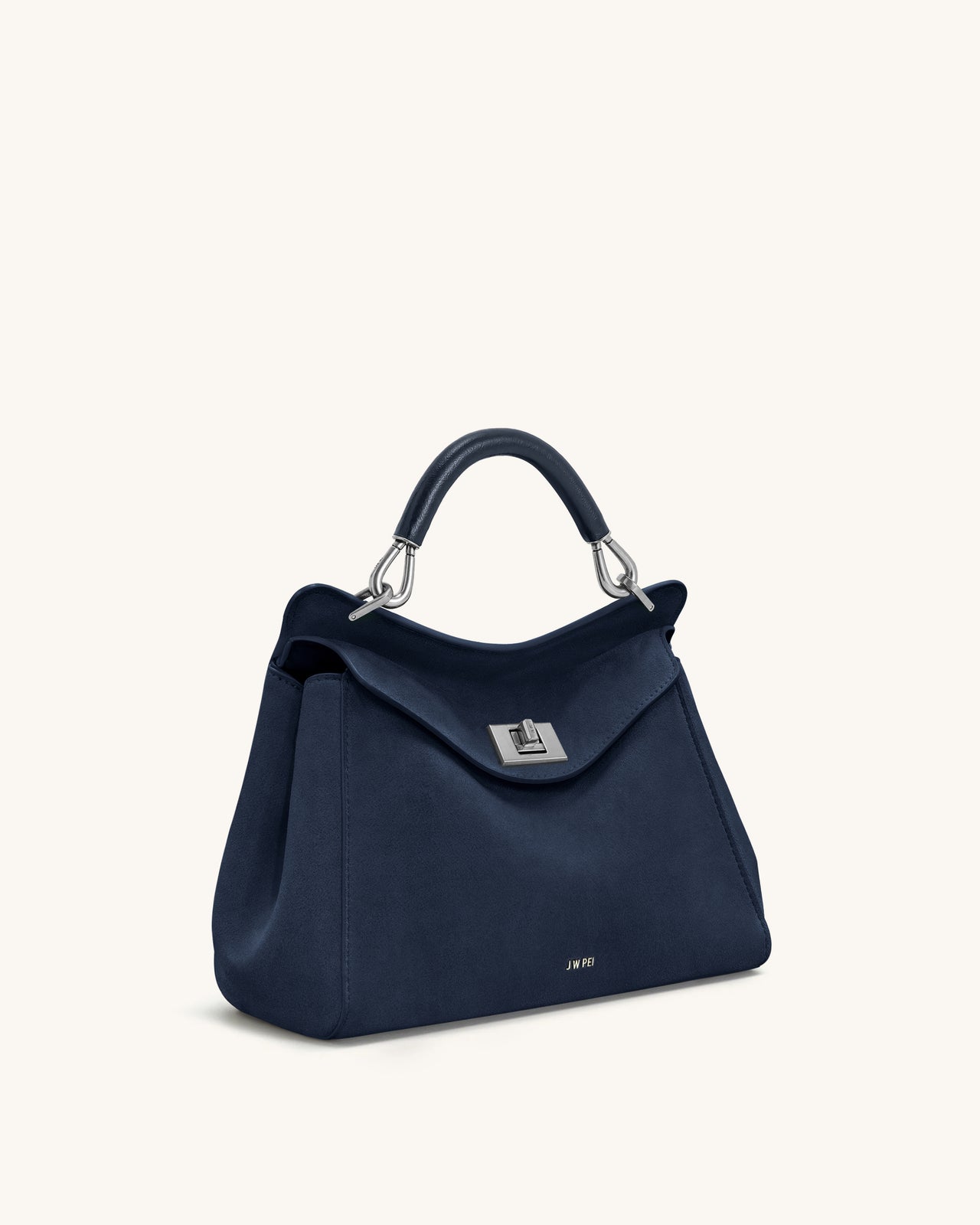 Lucia Klassische Handtasche aus Kunstwildleder – Marineblau