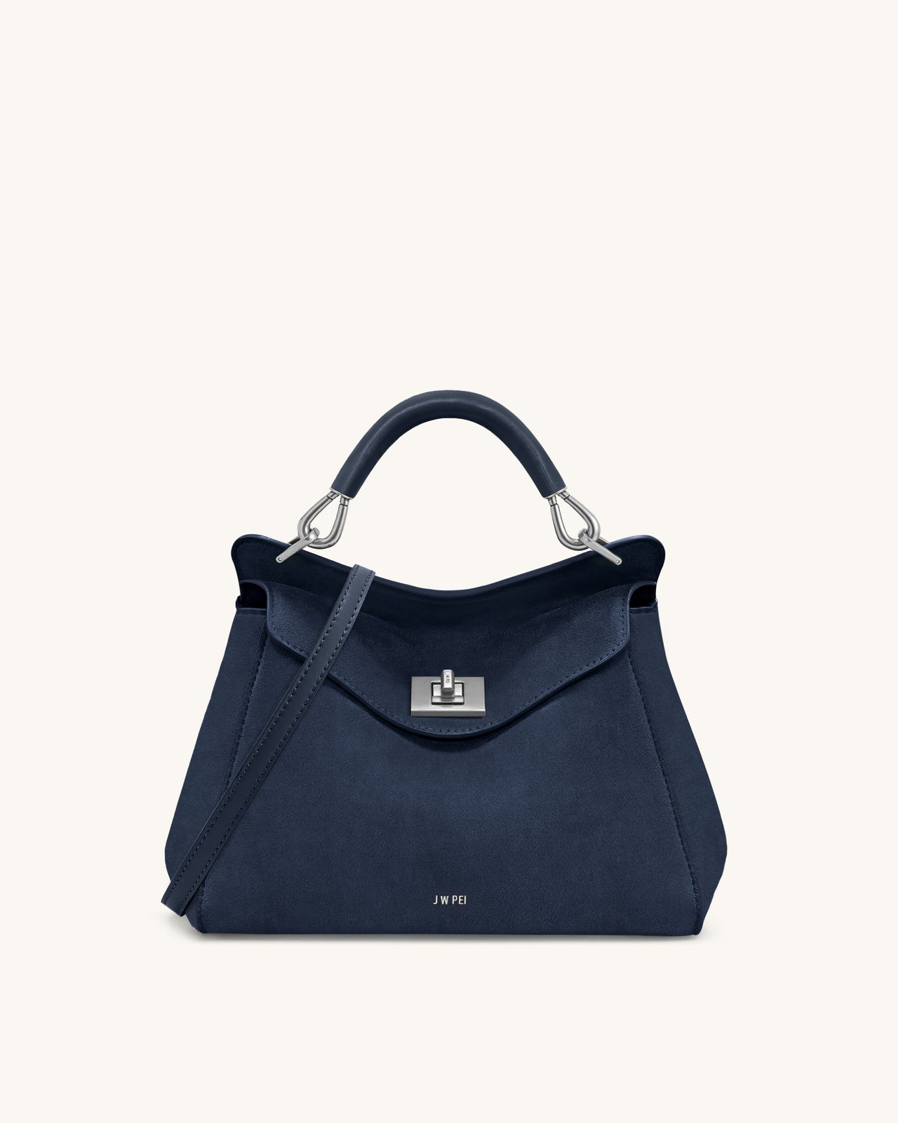 Lucia Klassische Handtasche aus Kunstwildleder – Marineblau