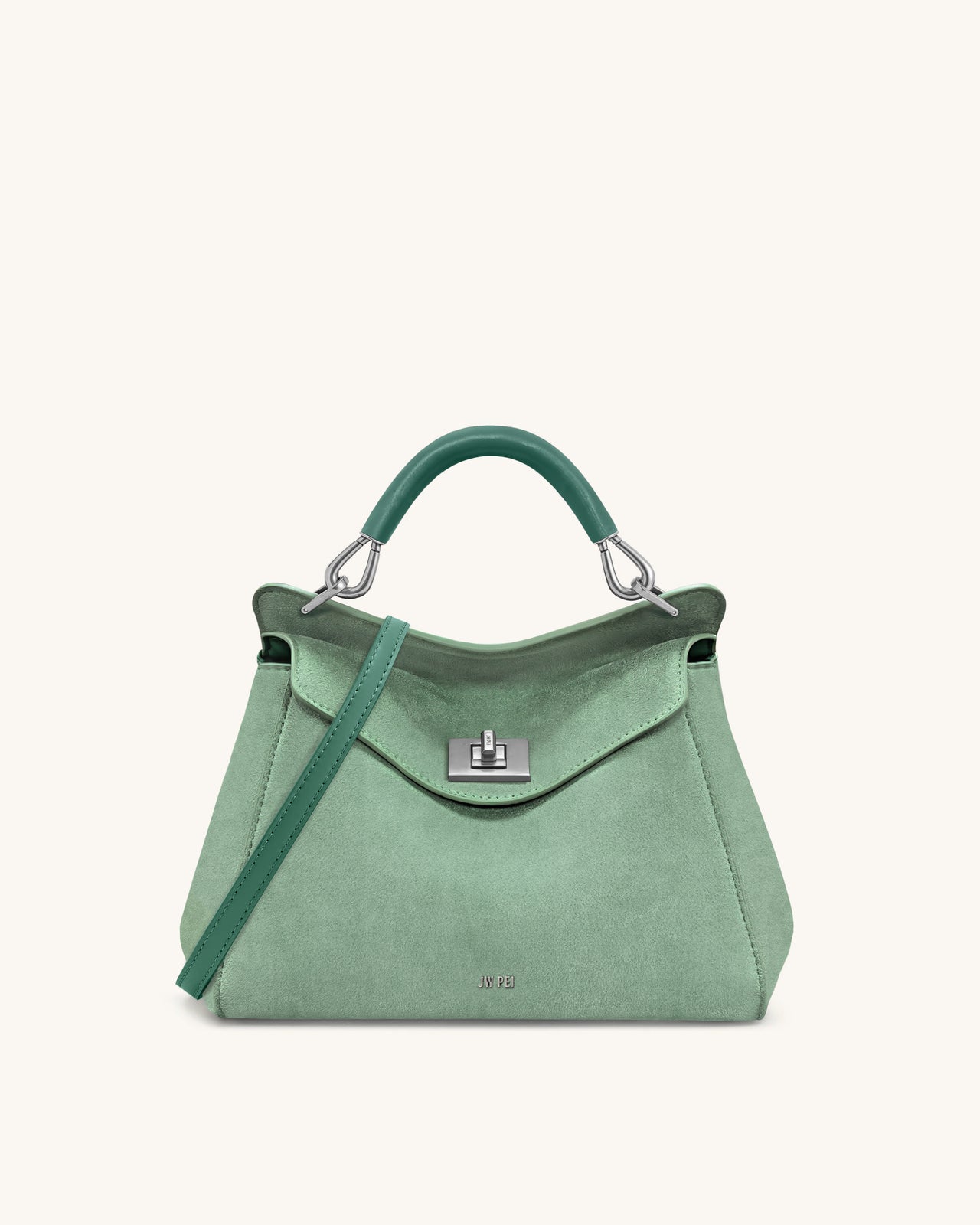 Lucia Klassische Handtasche aus Kunstwildleder – Matcha-Grün