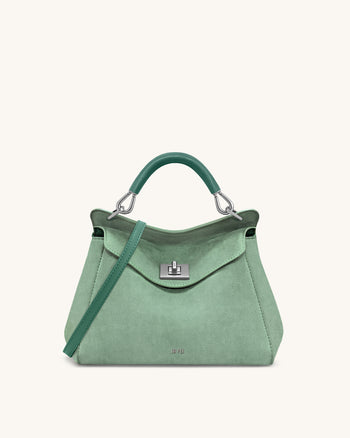 Lucia Klassische Handtasche aus Kunstwildleder – Matcha-Grün