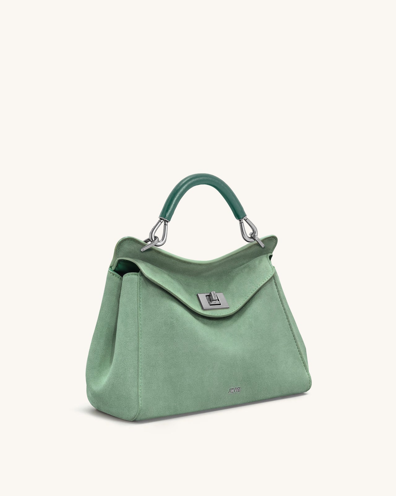 Lucia Klassische Handtasche aus Kunstwildleder – Matcha-Grün