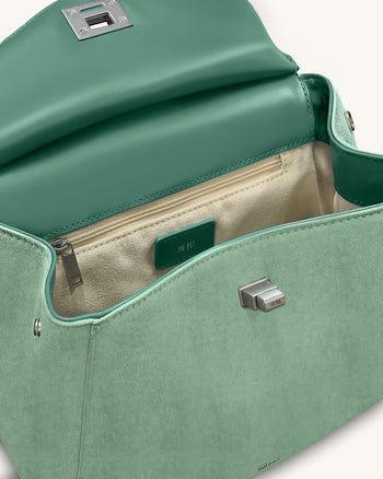 Lucia Klassische Handtasche aus Kunstwildleder – Matcha-Grün