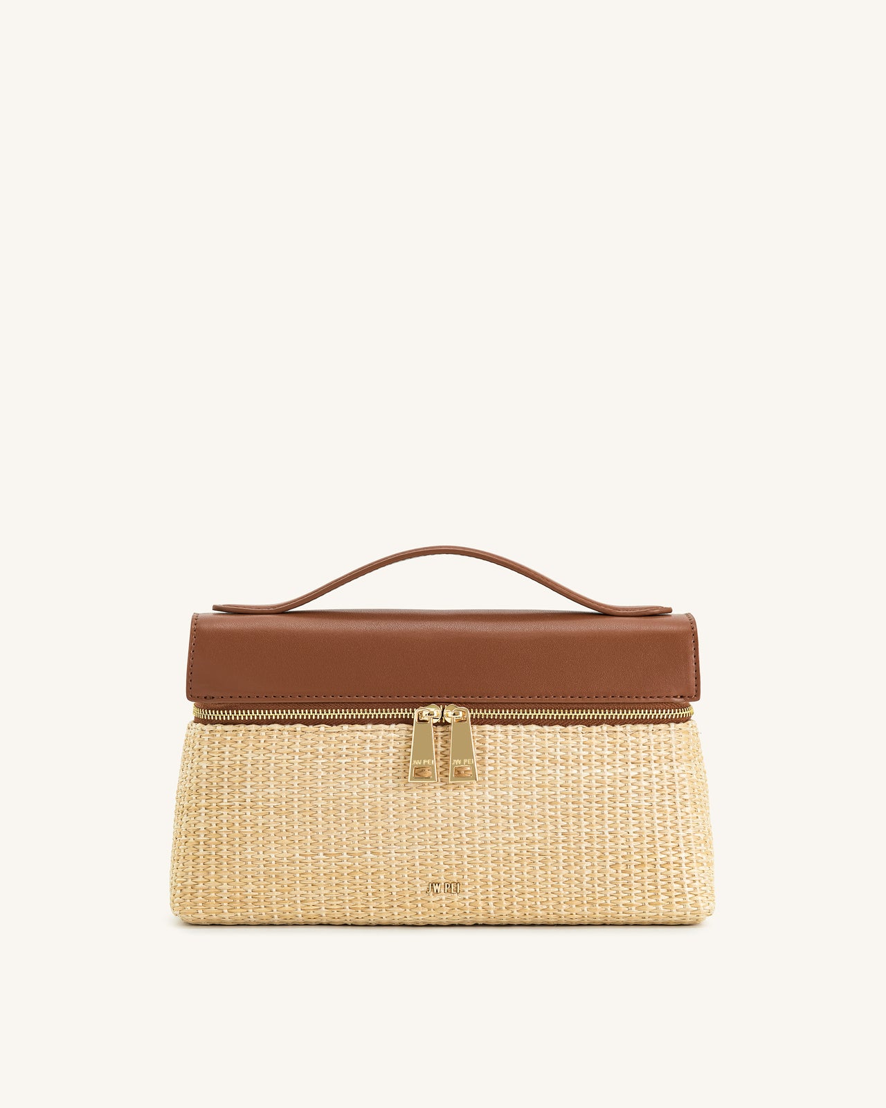 Thea Falsche Strohtasche mit Handgriff – Braunes Stroh