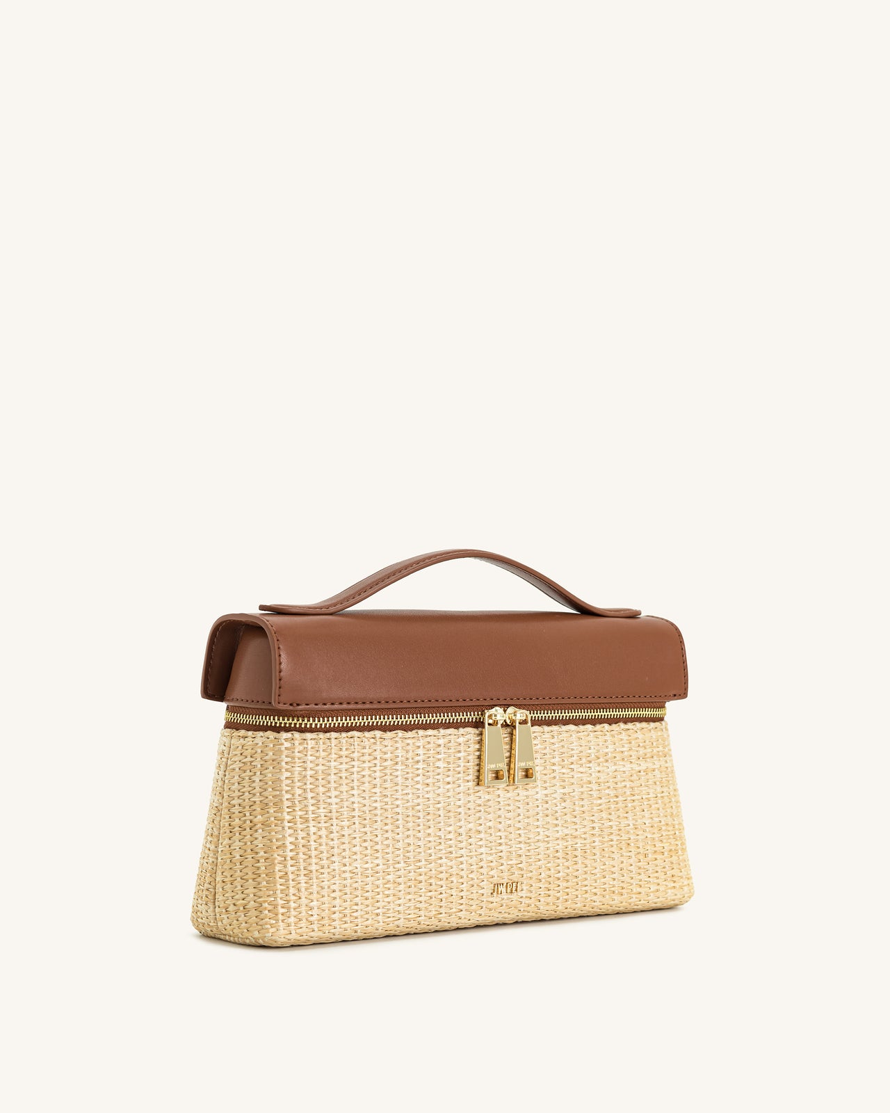 Thea Falsche Strohtasche mit Handgriff – Braunes Stroh
