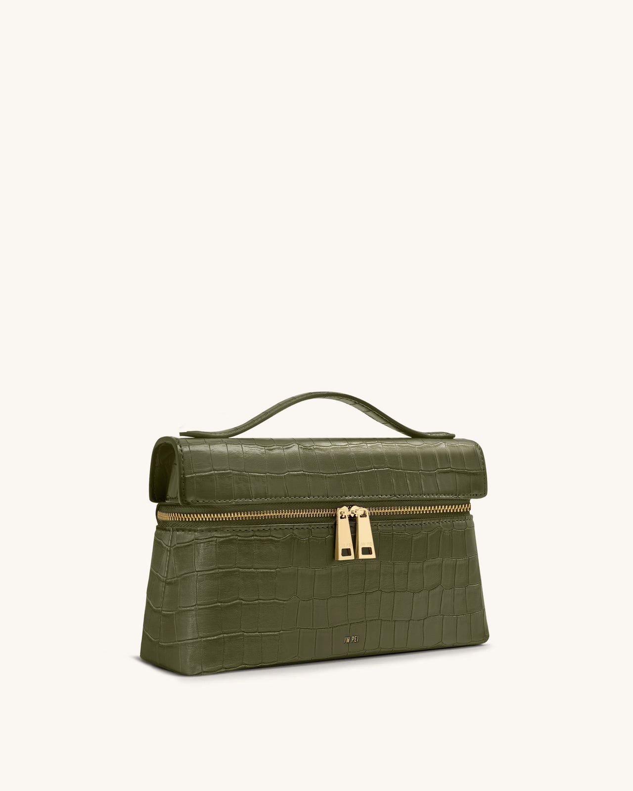 Thea Handtasche mit Krokoprägung – Olivgrün