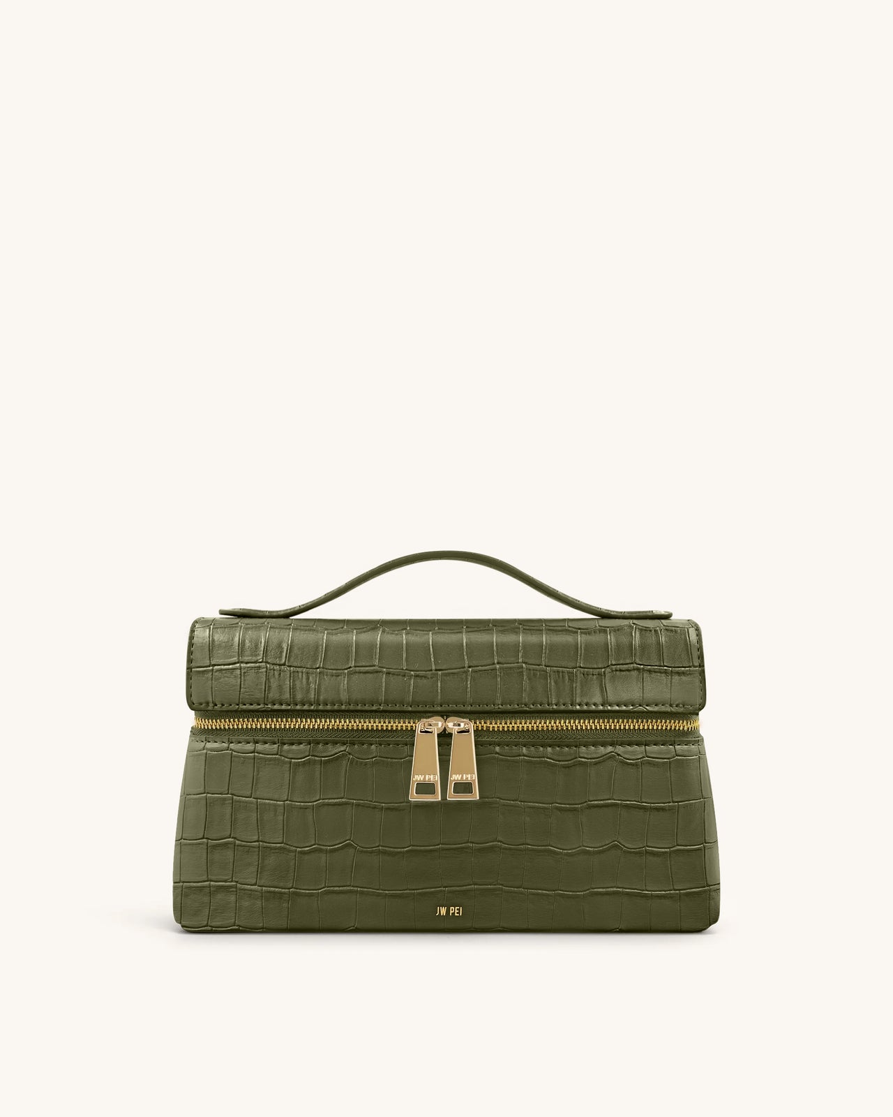 Thea Handtasche mit Krokoprägung – Olivgrün