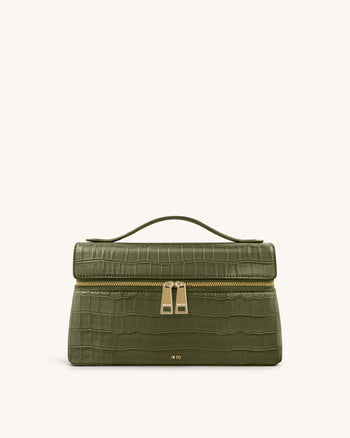 Thea Handtasche mit Krokoprägung – Olivgrün