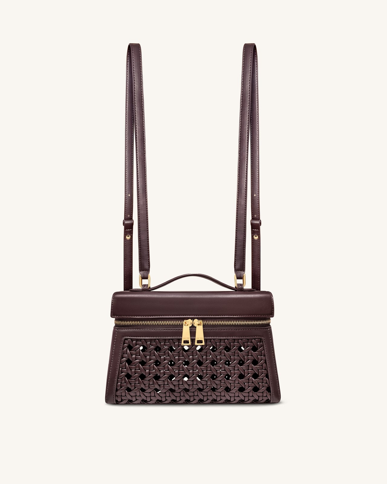 Thea Große geflochtene Henkeltasche - Dunkelrot