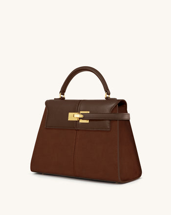 Elise Große Handtasche aus Kunstwildleder - Mokkabraun