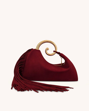 Nell Henkeltasche mit Fransen-Hardware - Burgund