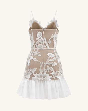 Blumen Trägerkleid Minikleid - Weiß