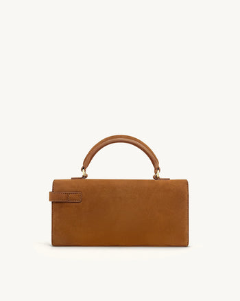 Keyla Handtasche aus Kunstveloursleder mit Griff – Braun