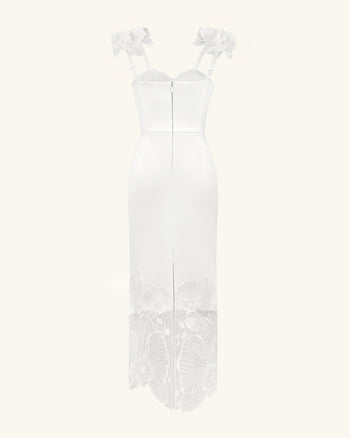 Orchideen besticktes Korsettkleid - Weiß