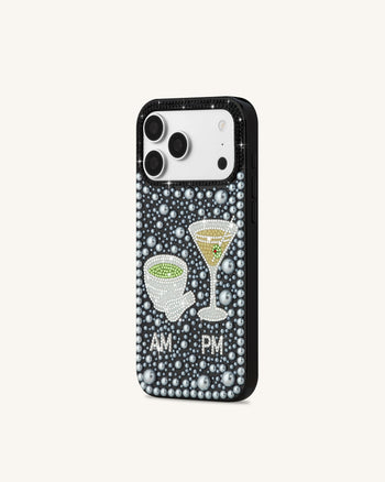 Pearl Handyhülle mit Martini-Verzierung - Schwarz