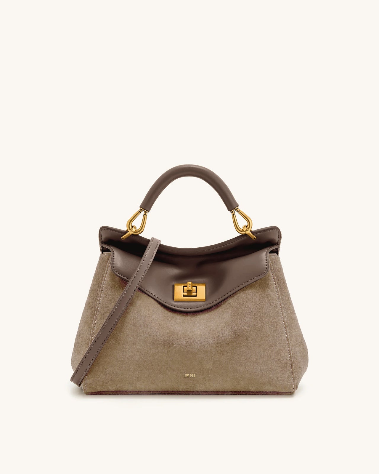 Lucia Klassische Handtasche aus Kunstwildleder – Taupe