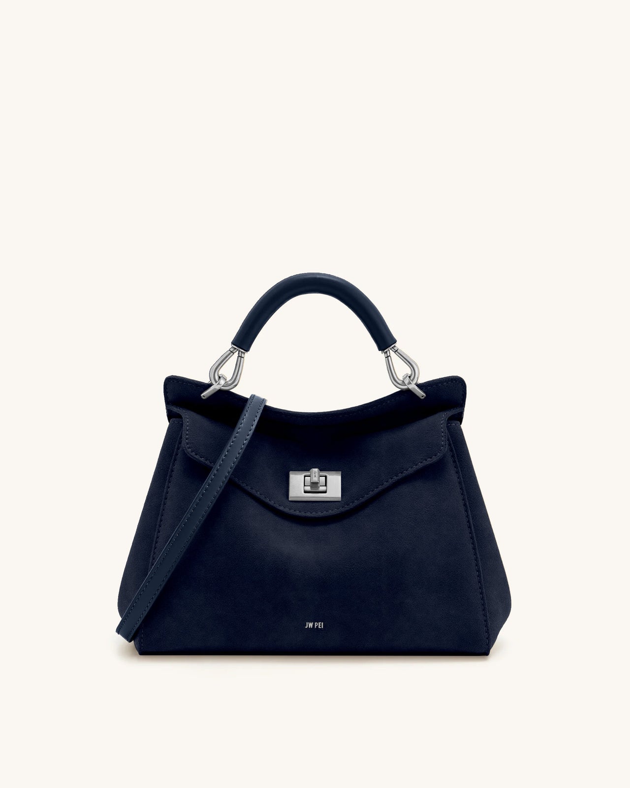 Lucia Klassische Handtasche aus Kunstwildleder – Marineblau