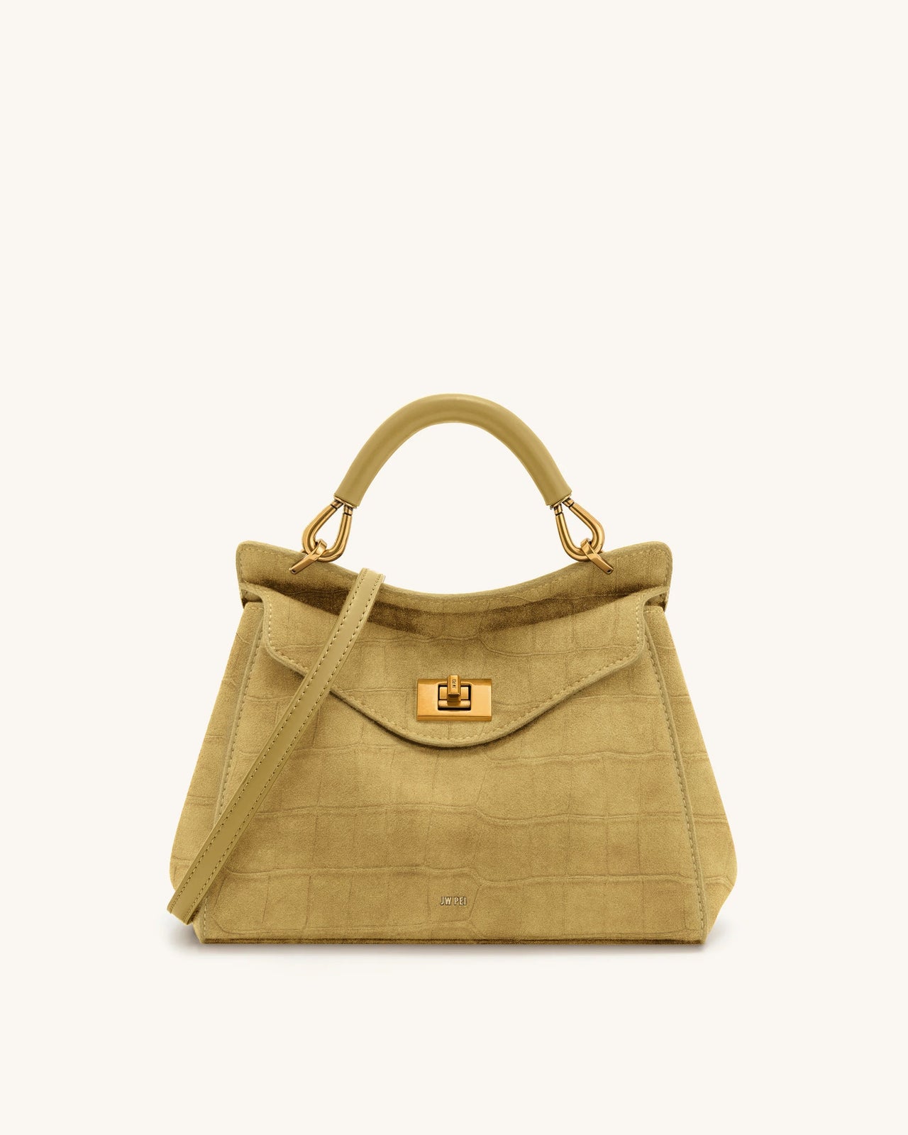 Lucia Klassische Handtasche aus Kunstwildleder mit Krokoprägung – Gelb
