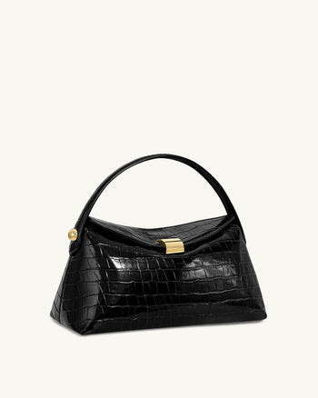 Talia Henkeltasche – Schwarzes Kroko-Design