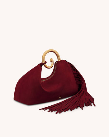 Nell Henkeltasche mit Fransen-Hardware - Burgund
