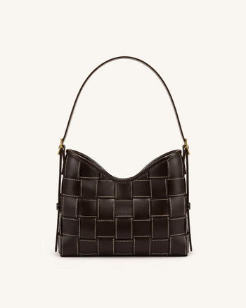Nadine Gewebte Dackel-Hobo-Tasche – Dunkelbraun