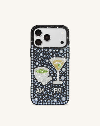 Pearl Handyhülle mit Martini-Verzierung - Schwarz