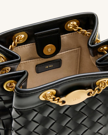 Yara Handgewebte Beuteltasche – Schwarz