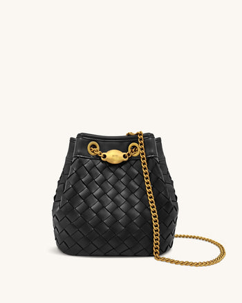 Yara Handgewebte Beuteltasche – Schwarz