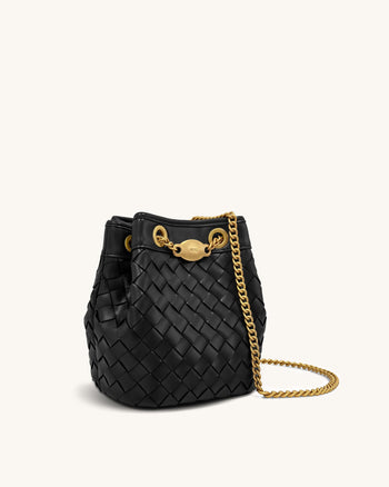 Yara Handgewebte Beuteltasche – Schwarz