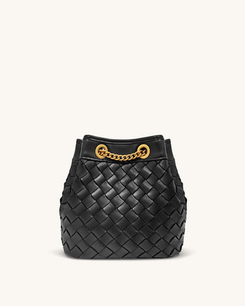 Yara Handgewebte Beuteltasche – Schwarz