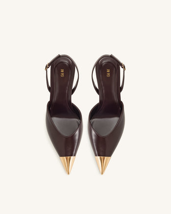 Savannah Slingback-Pumps mit goldener Spitze - Burgunderrot