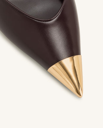 Savannah Slingback-Pumps mit goldener Spitze - Burgunderrot