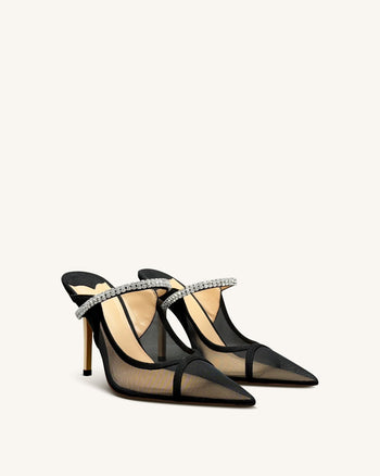 Scarlett Sandalen mit Kristallriemen - Schwarz