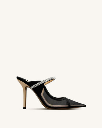 Scarlett Sandalen mit Kristallriemen - Schwarz