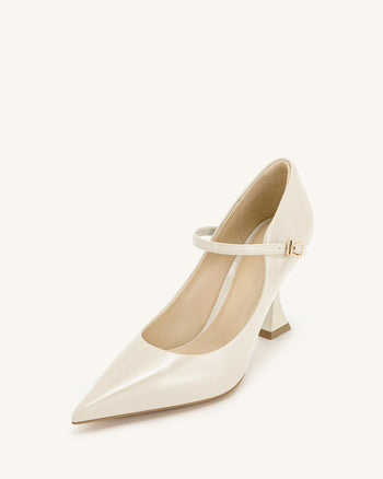 Thalina Lackleder-Pumps – Beige