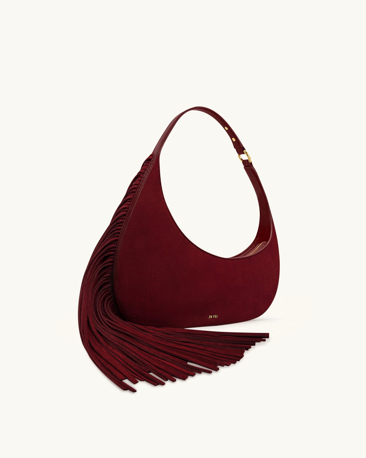 Harlee Kunstwildleder Fransen Schultertasche - Bordeaux