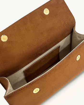 Keyla Handtasche aus Kunstveloursleder mit Griff – Braun