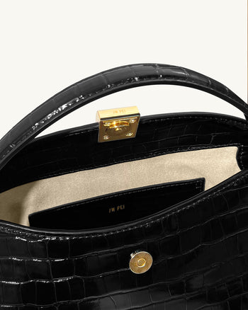 Talia Henkeltasche – Schwarzes Kroko-Design