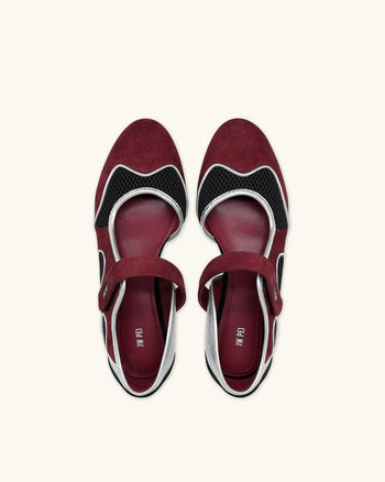 Zoe Mary Janes Ballerinas – Burgunder Schwarz