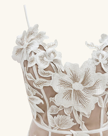 Blumen Trägerkleid Minikleid - Weiß